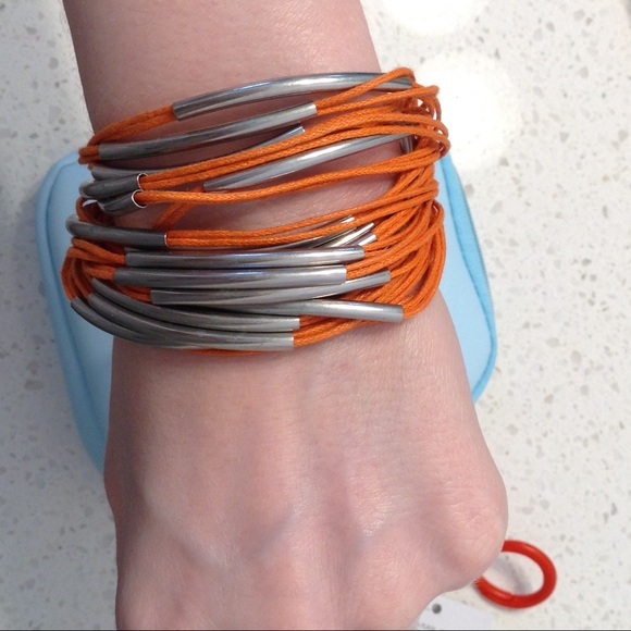 Jewelry - metal and orange rope bracelet Jewelry - metal and orange rope bracelet